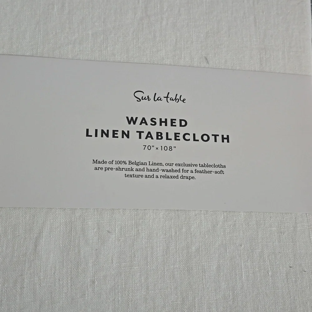 ❤️BUY 2 GET 1 FREE Sur La Table Classic White Linen Tablecloth, Size 108